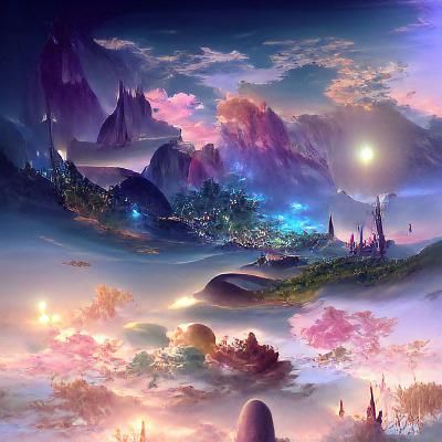 Aetherpunk Castle Under Purple Moon: Fantasy Landscape