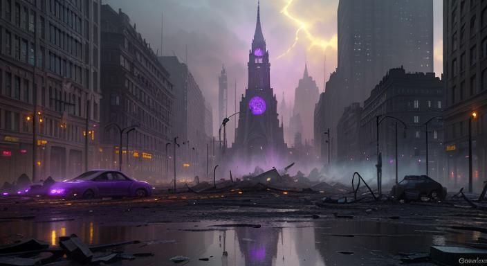 Apocalyptic Glasgow: Hyperrealistic Watercolour Aftermath