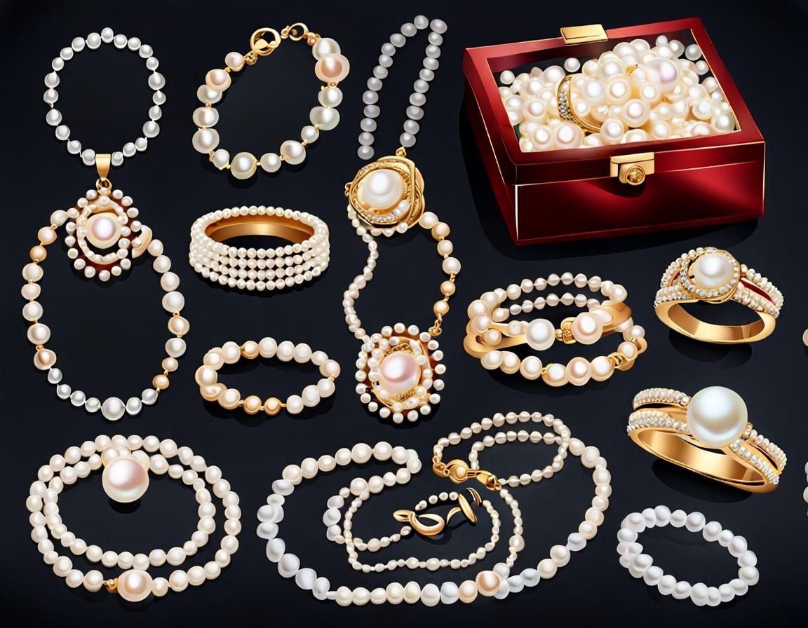 Elegant Pearl Jewelry Collection in Realistic Style