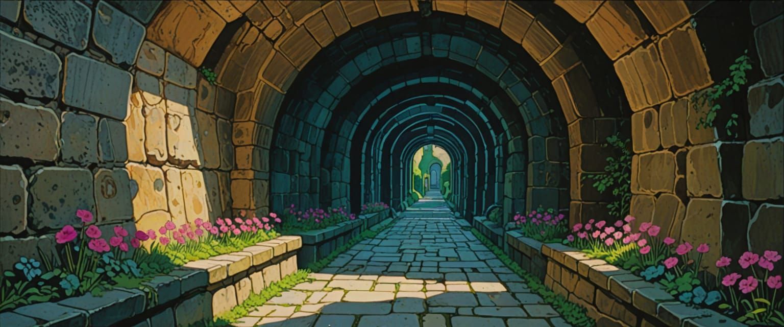 Comic Book Catacombs: Watercolor Passageways in Sunlight