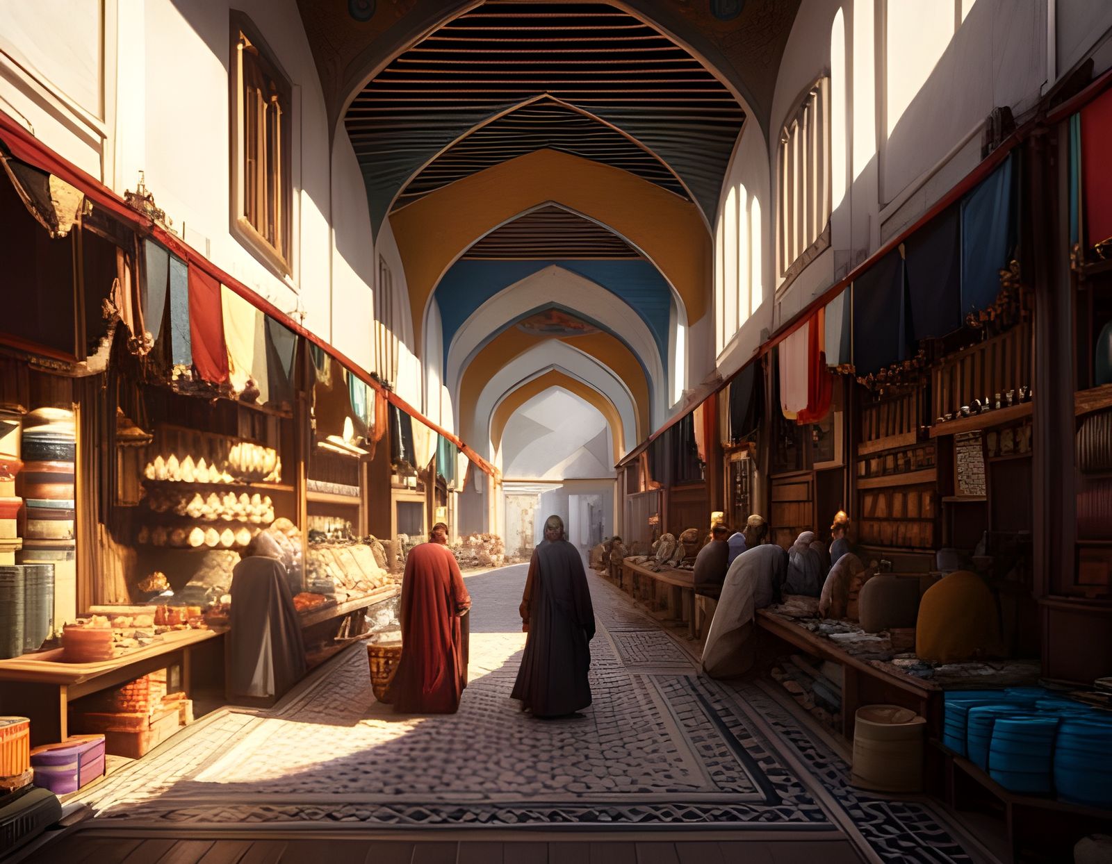 Vibrant Isfahan Bazaar Concept Art