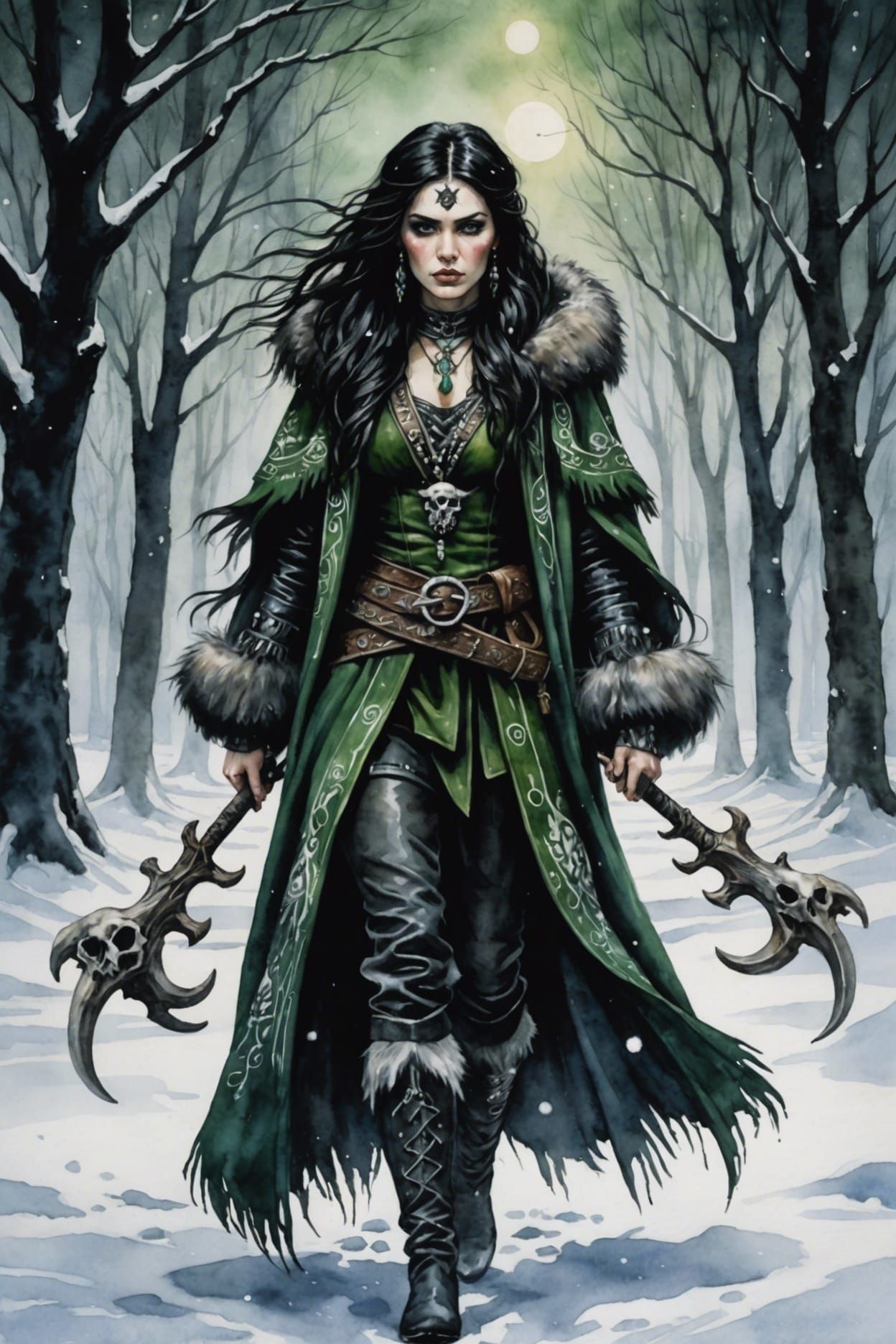 Snow Witch in Watercolour Painting