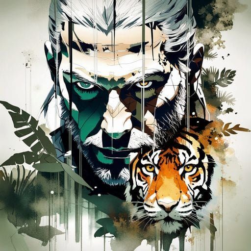 Witcher and Tiger Double Exposure