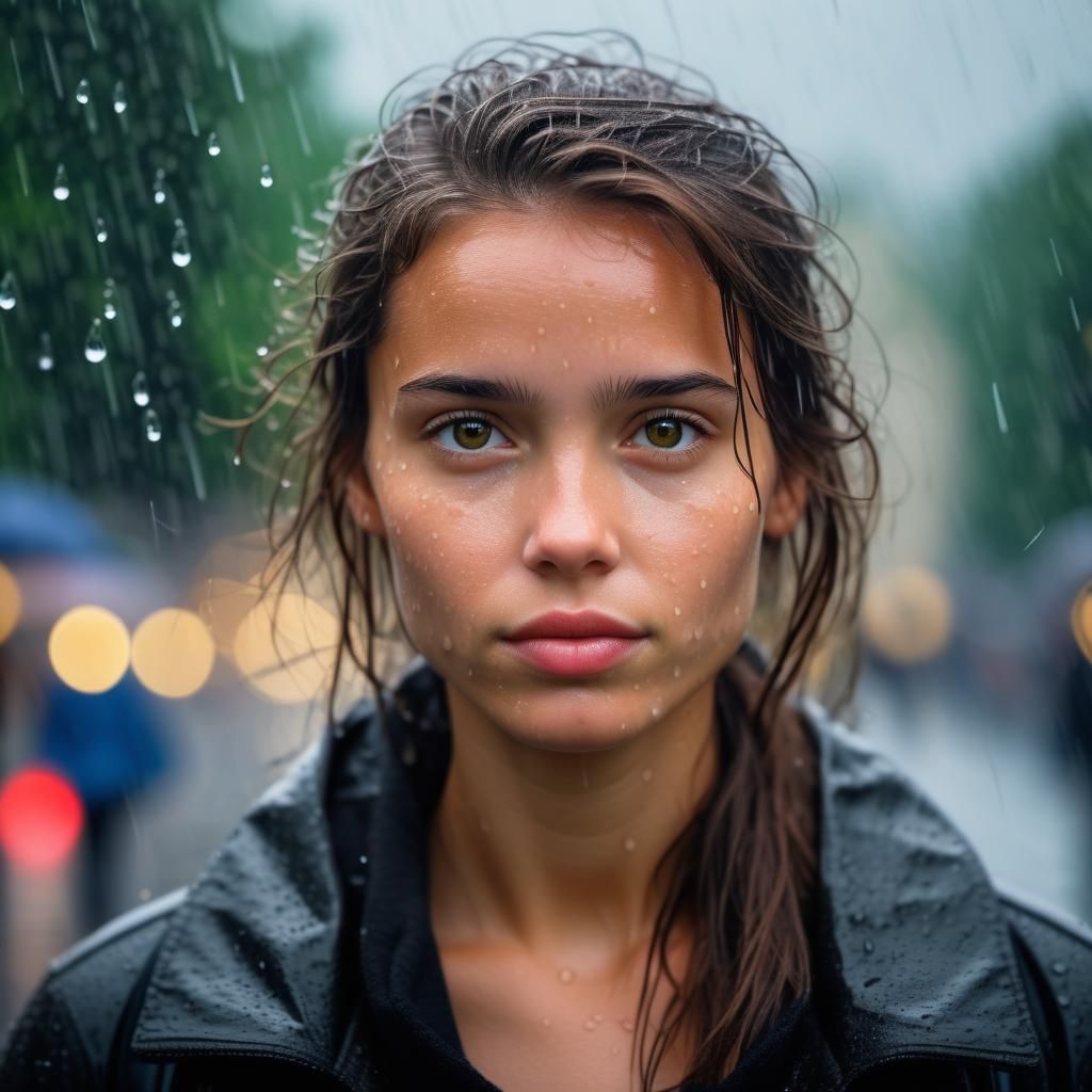 Nude Brunette in Rain: Professional Photography