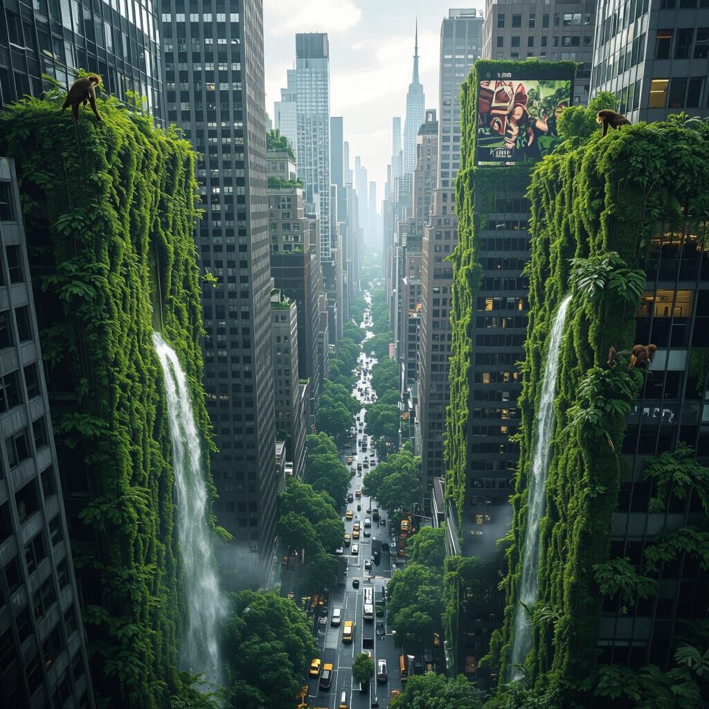 NYC Reclaimed by Nature: Jungle Skyscrapers in Cinematic Aer...