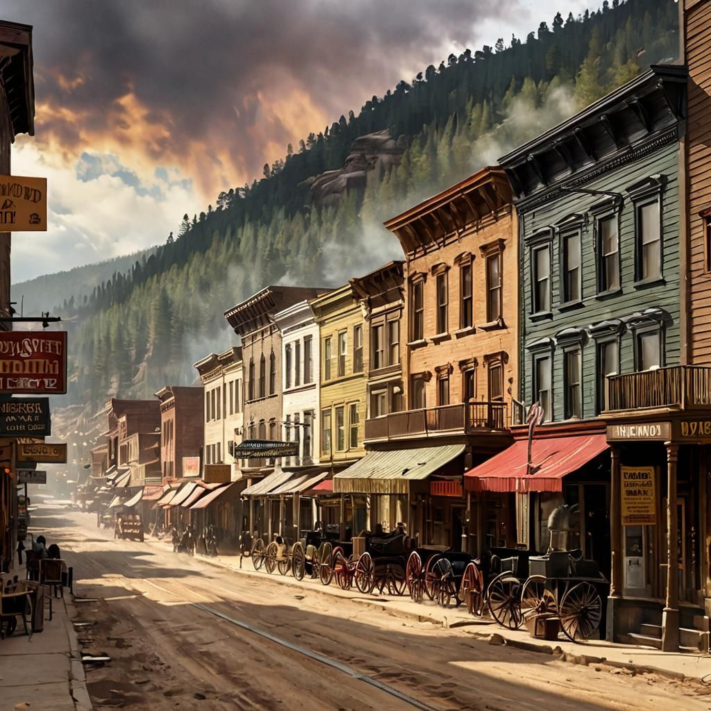 Deadwood Dakota Territory Main Street Matte Painting