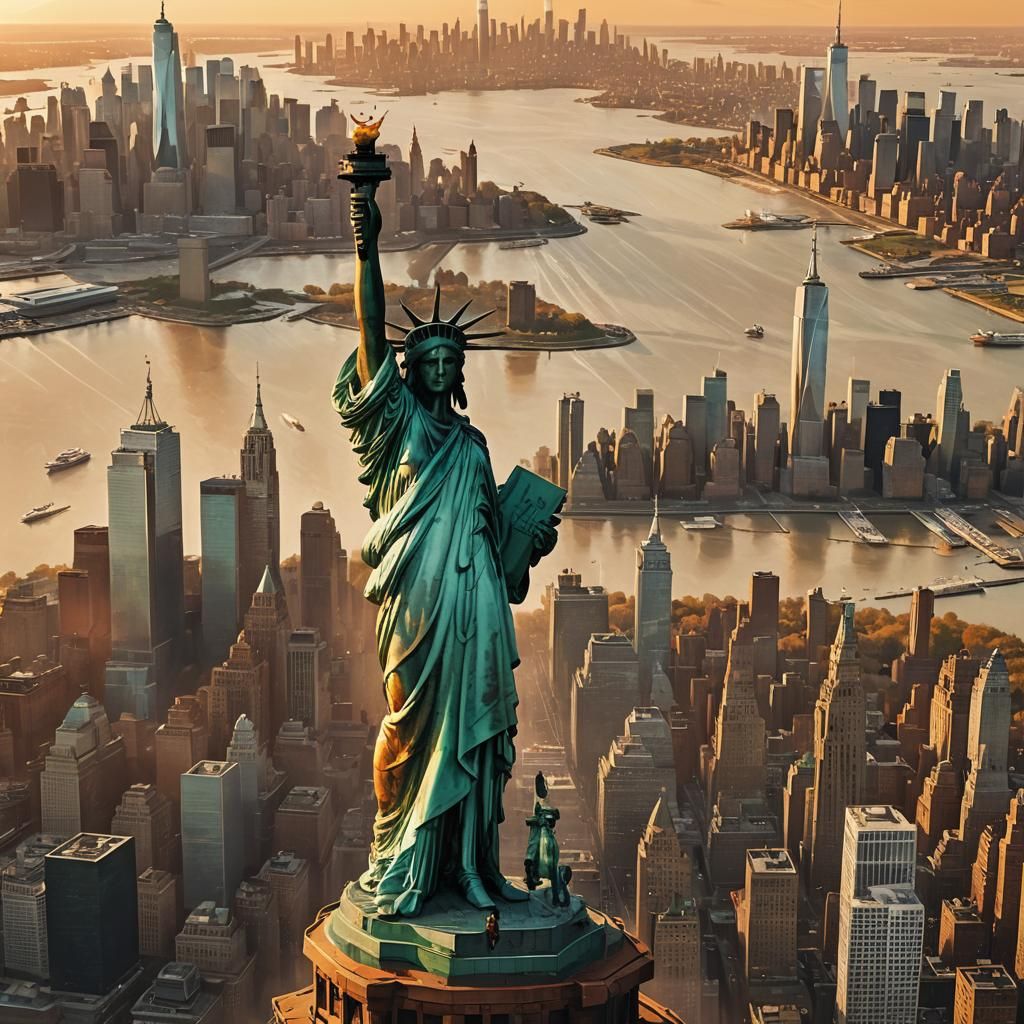 Statue of Liberty in Industrial Futurism Style