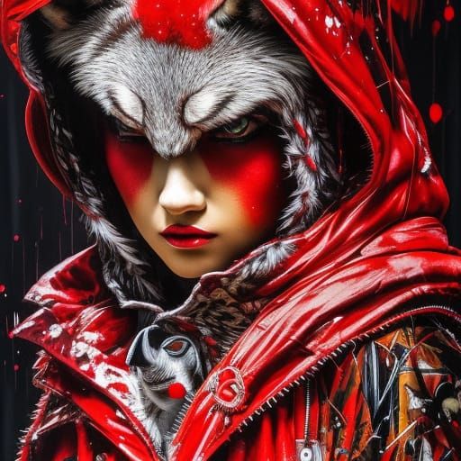 Little Red Riding Hood: Wolf Hunter in Hyper-Realistic Splas...