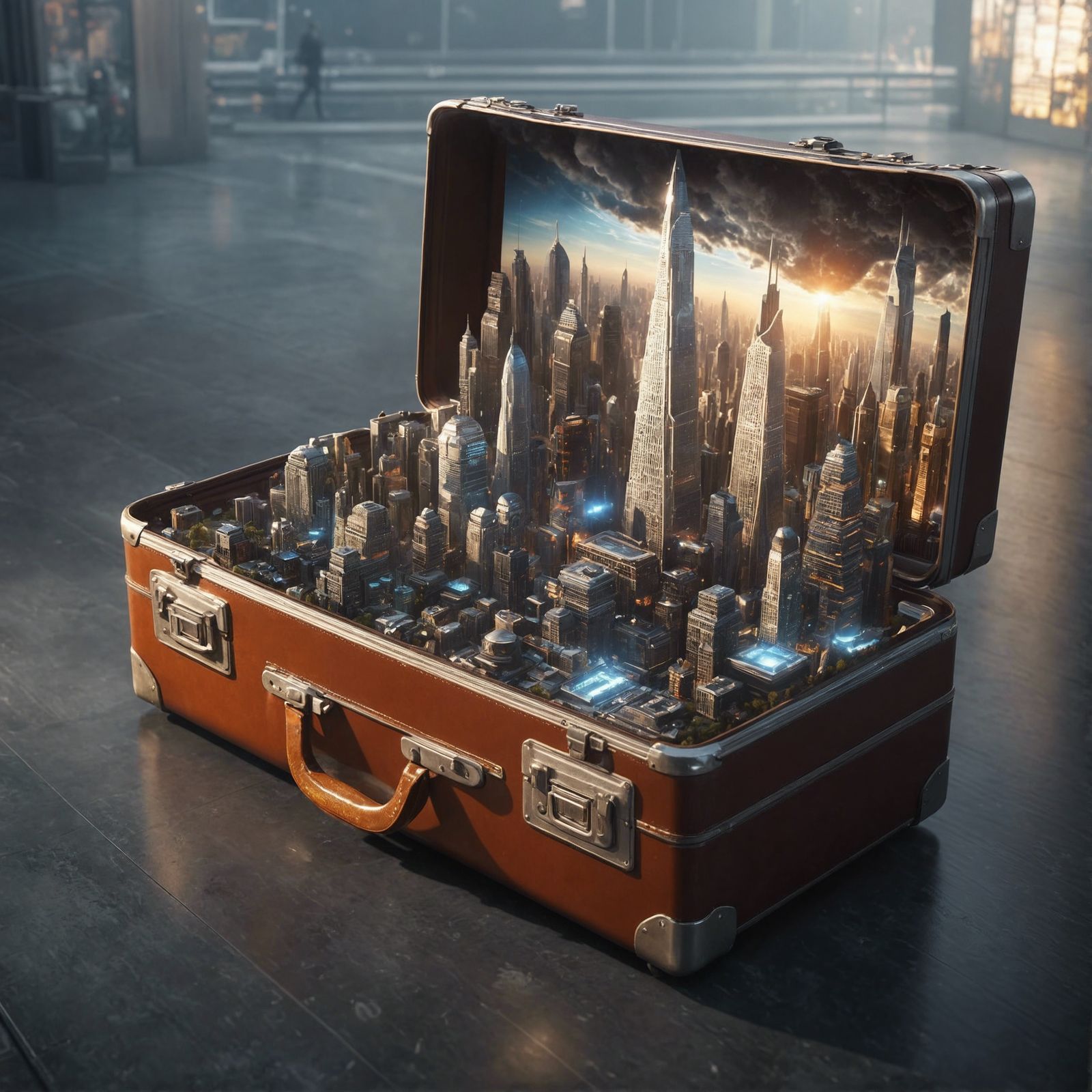 Photorealistic Suitcase CGI Diorama in 16k Resolution
