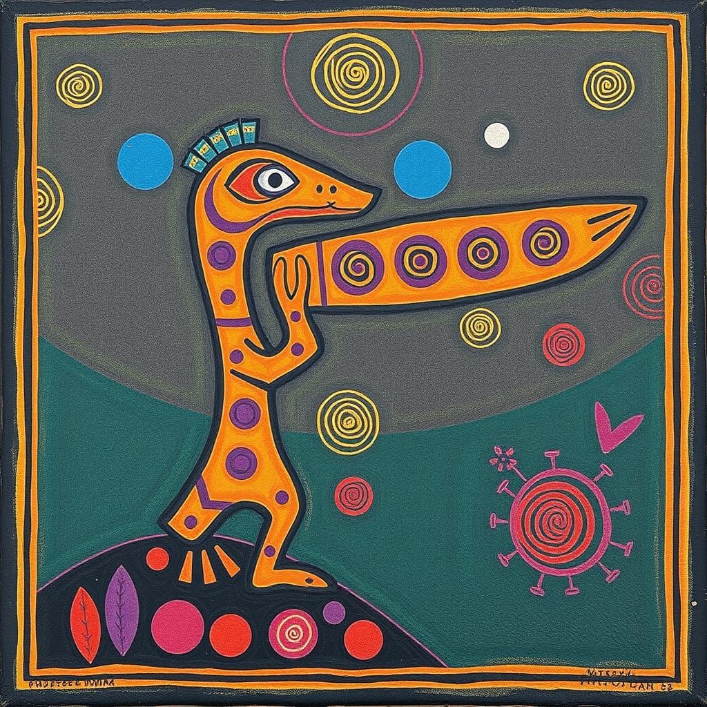 Ancient Aboriginal Geoglyphs in Vibrant Synchromism