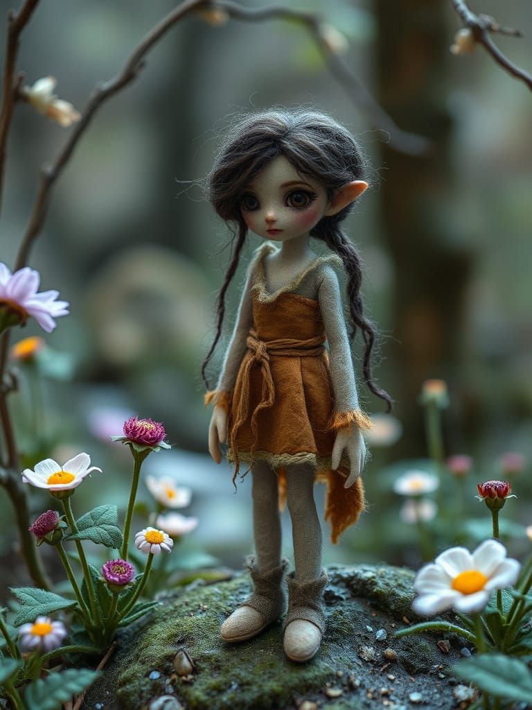 Felted Wool Doll in Mystical Woodland Glen
