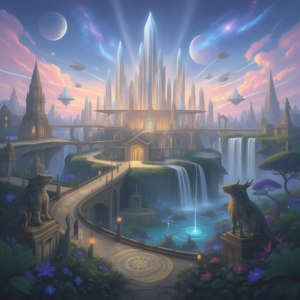 Enormous Fantasy City: Crystal Towers, Floating Platforms & ...
