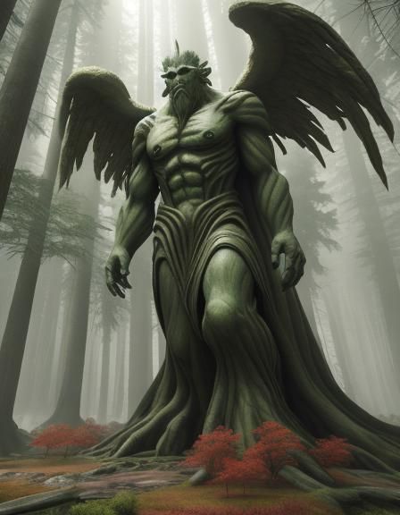 Giant trees spawning golems to attack the angels trying to c...