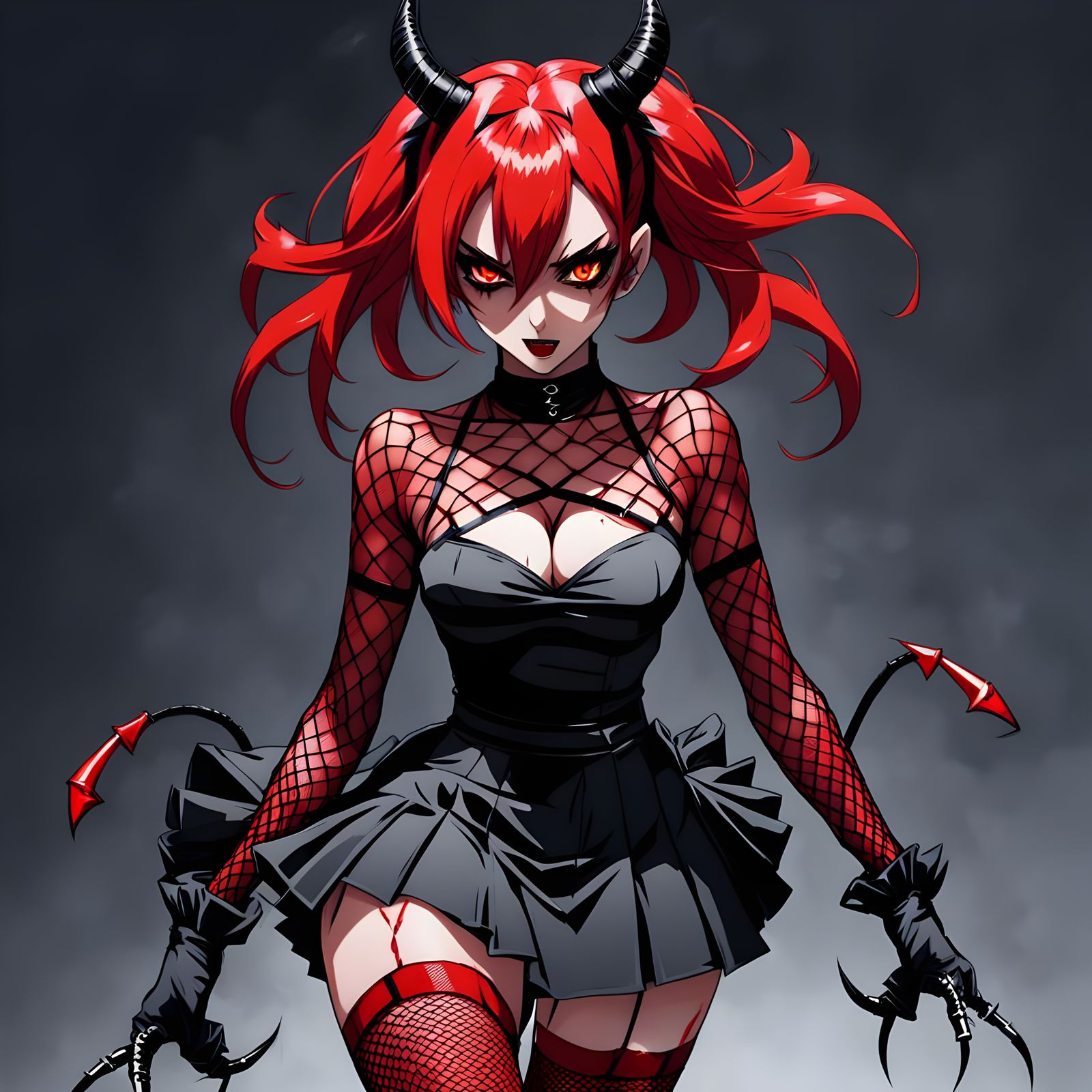 Fiery Anime Demon Girl Unleashes Dark Energy