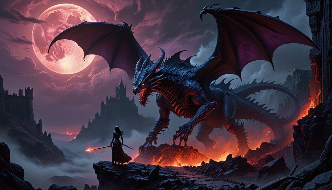 Gothic Horror Castle Under Blood Moon