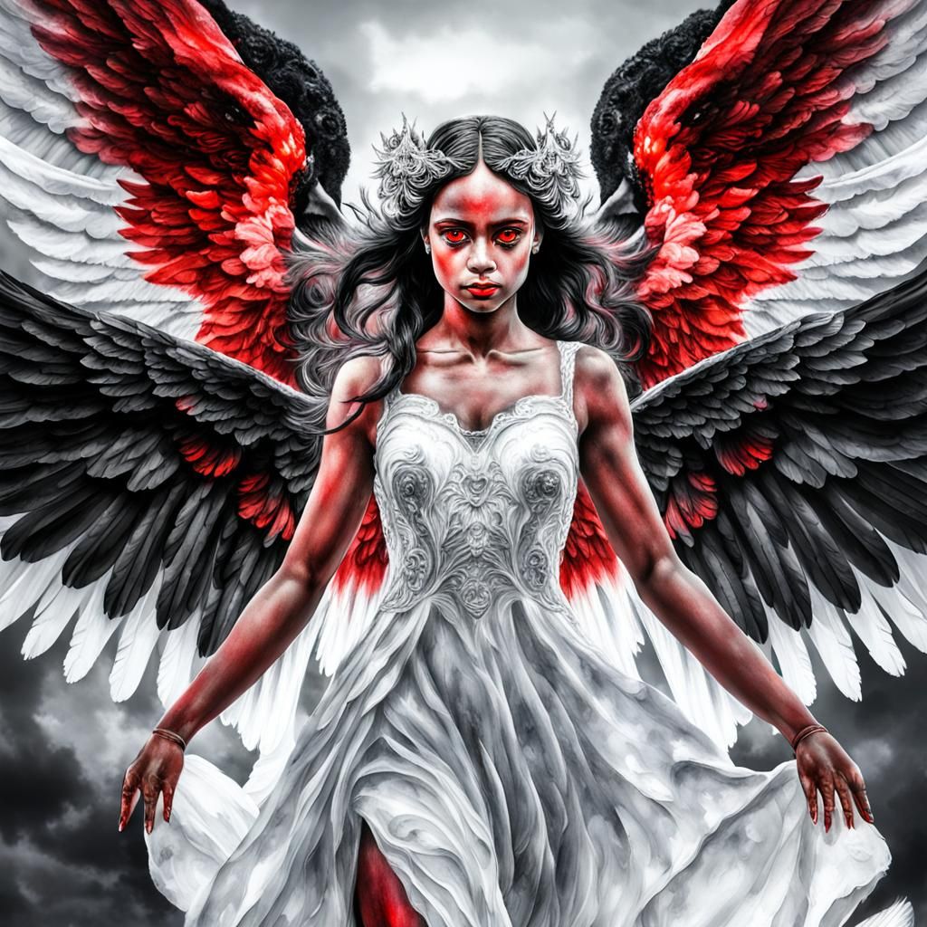 Angelic Transformation: White to Black in Watercolor