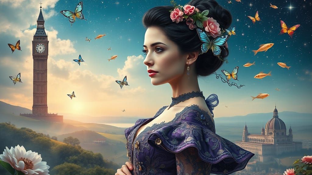 Ethereal Baroque Portrait in a Dreamlike Realm