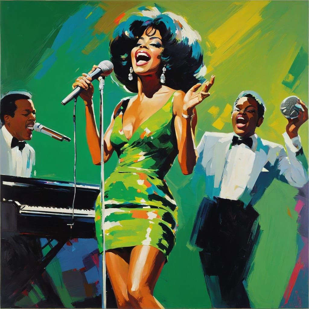 Diana Ross Pop Art Painting by Leroy Neiman