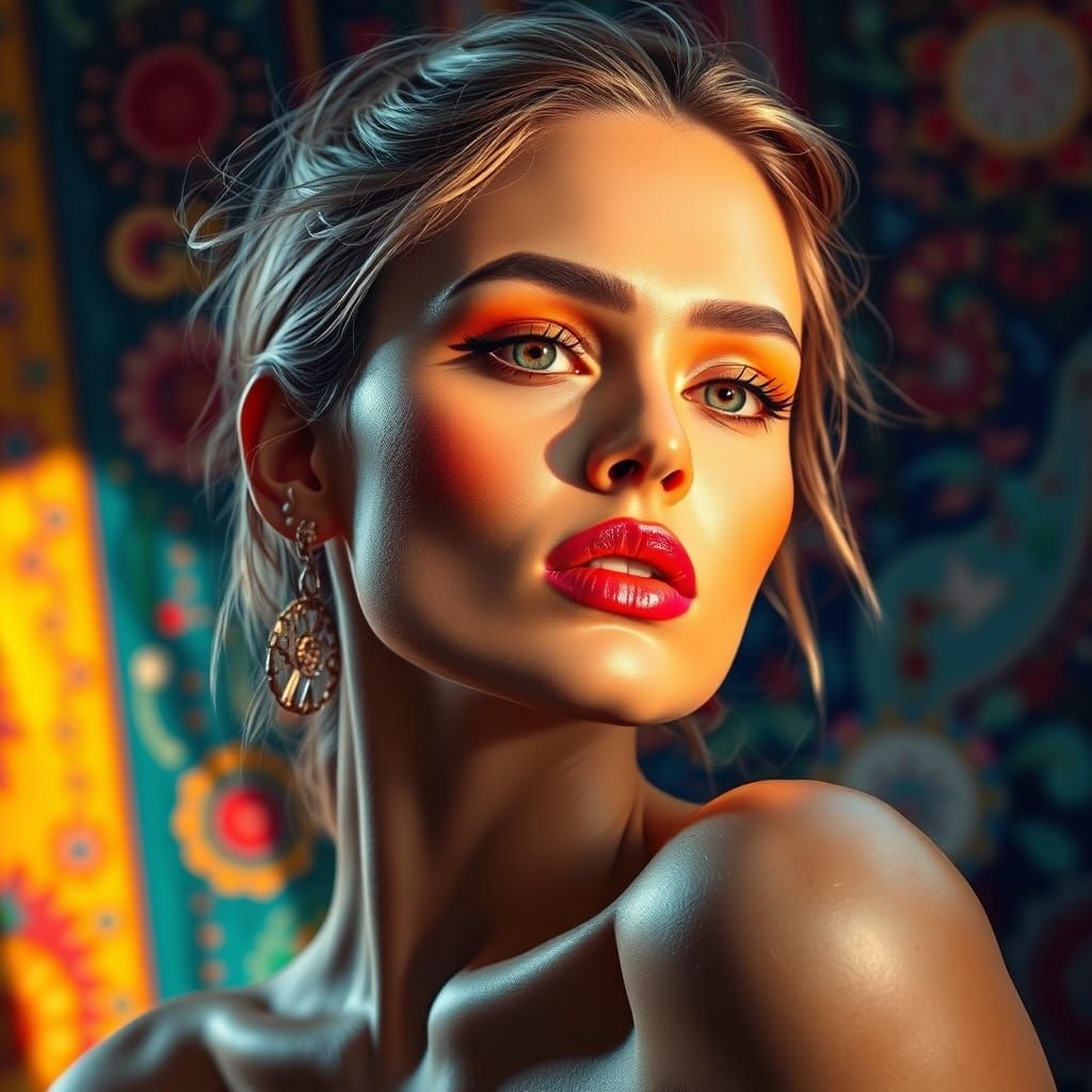 Vibrant Woman Portrait in Hyperrealistic Style