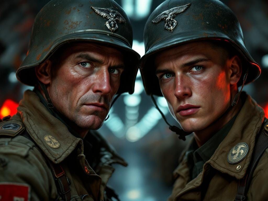 WWII German Soldiers Portrait in Dark Art Style