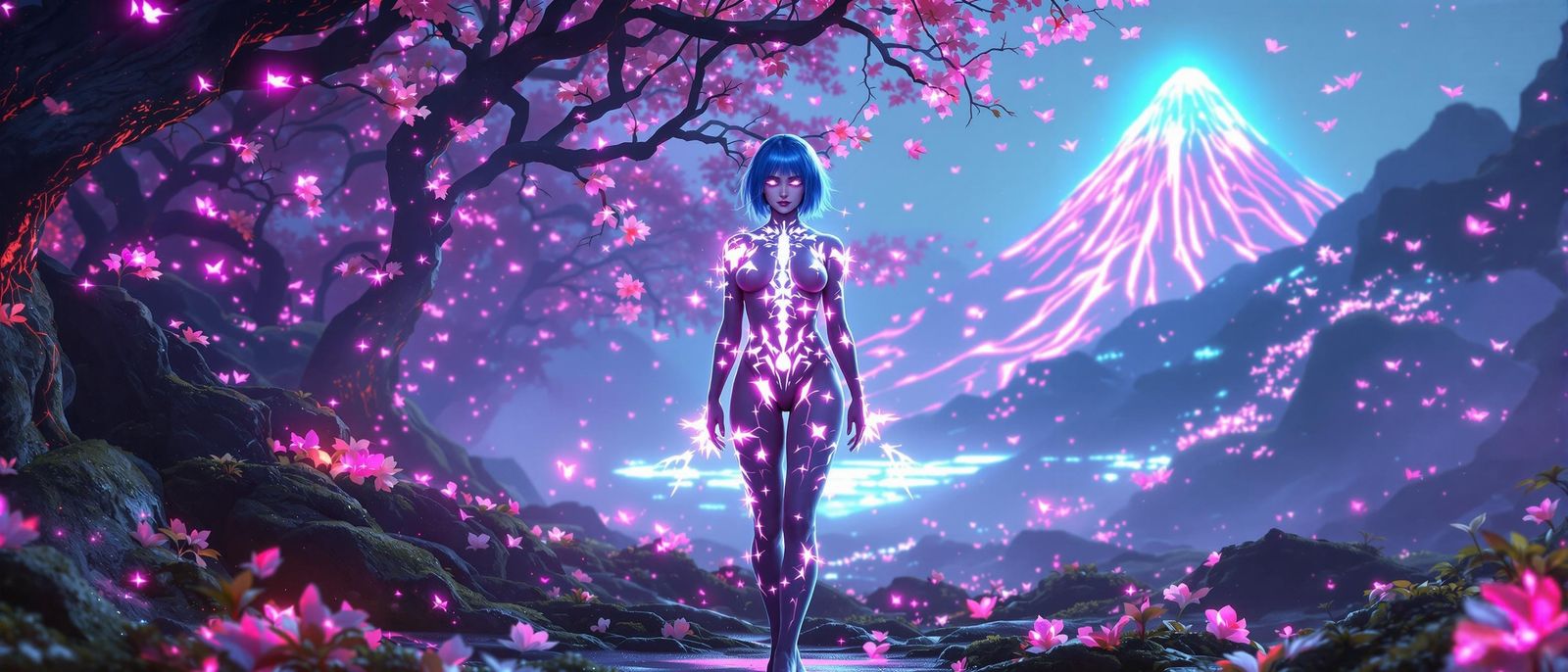 Cyber-Nature Priestess – Sakura Circuit Grove (Female)