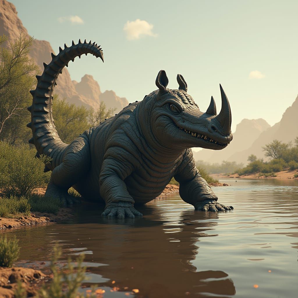 Fantasy Beast: Crocodile Rhino Scorpion Hybrid