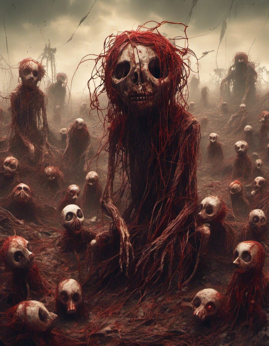 Macabre Puppets Unraveling in Apocalyptic Junkyard