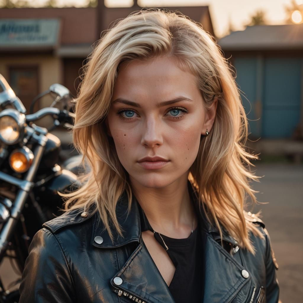 60's Style Biker Portrait in Golden Hour
