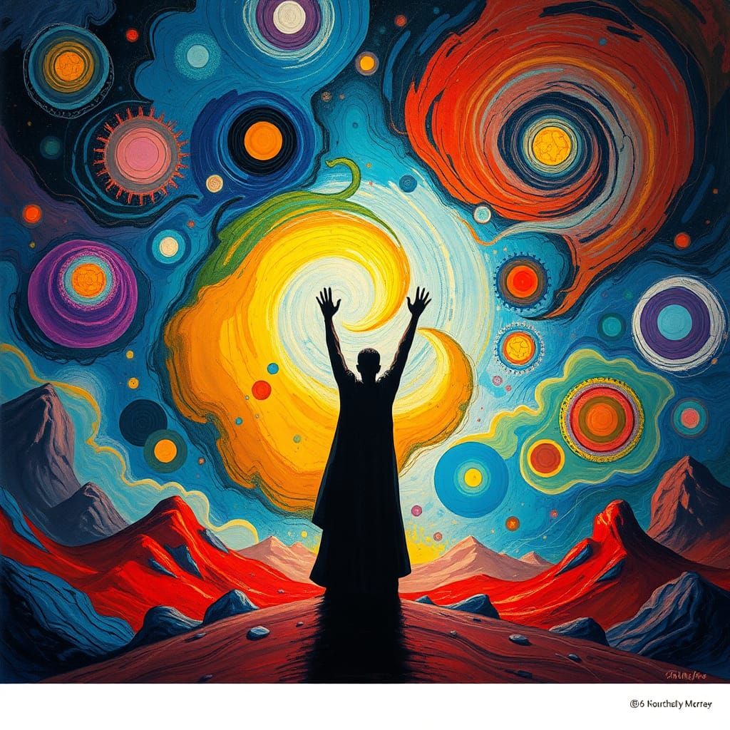 Surreal Dreamlike Scene in Abstract Expressionist Style