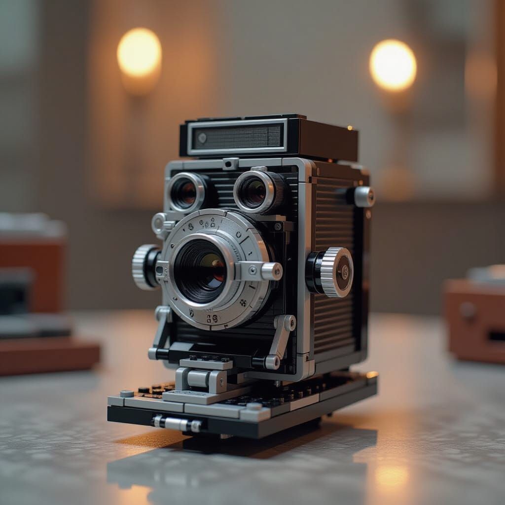 Lego Antique Camera in Cinematic Style