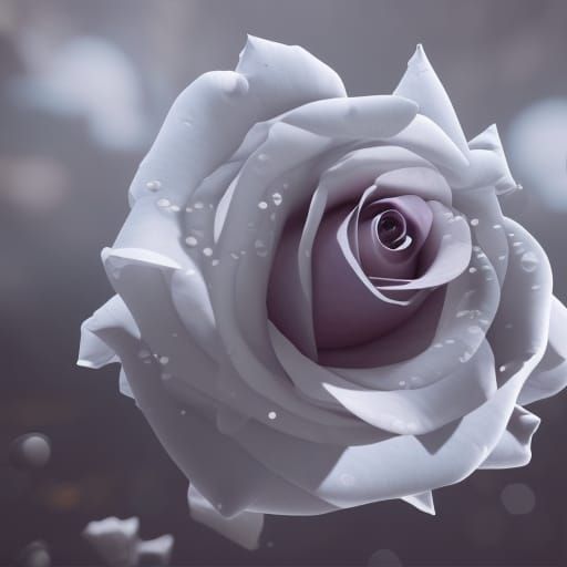 White Rose with Orbs: Detailed Matte Painting