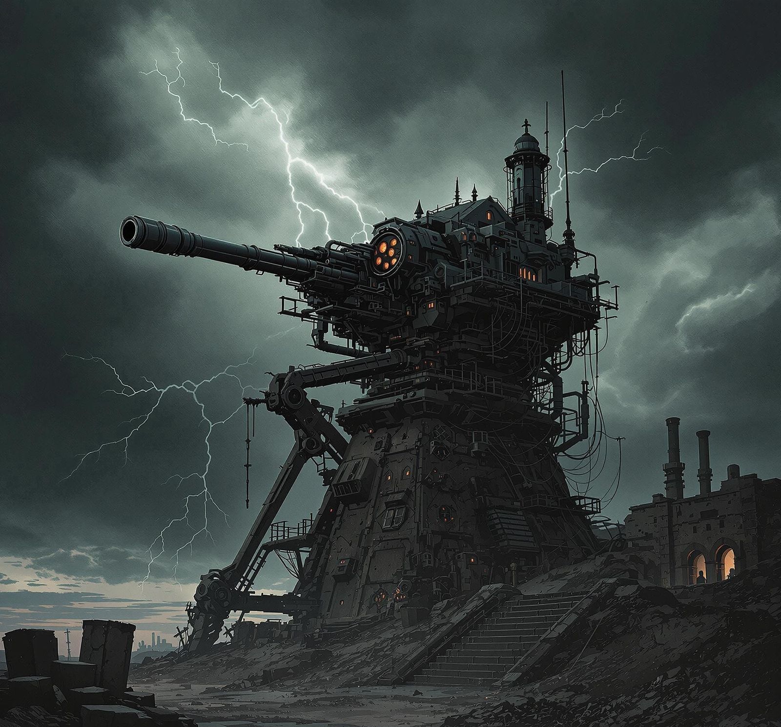Machine Gun Turret in Gothic Horror Style