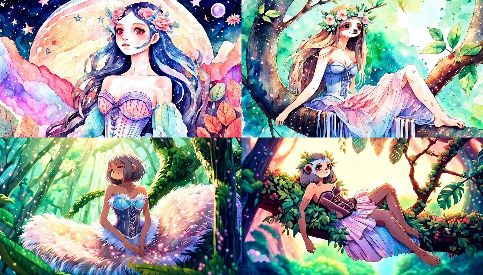 Anime Sloth Woman in Corset on Sloth Planet