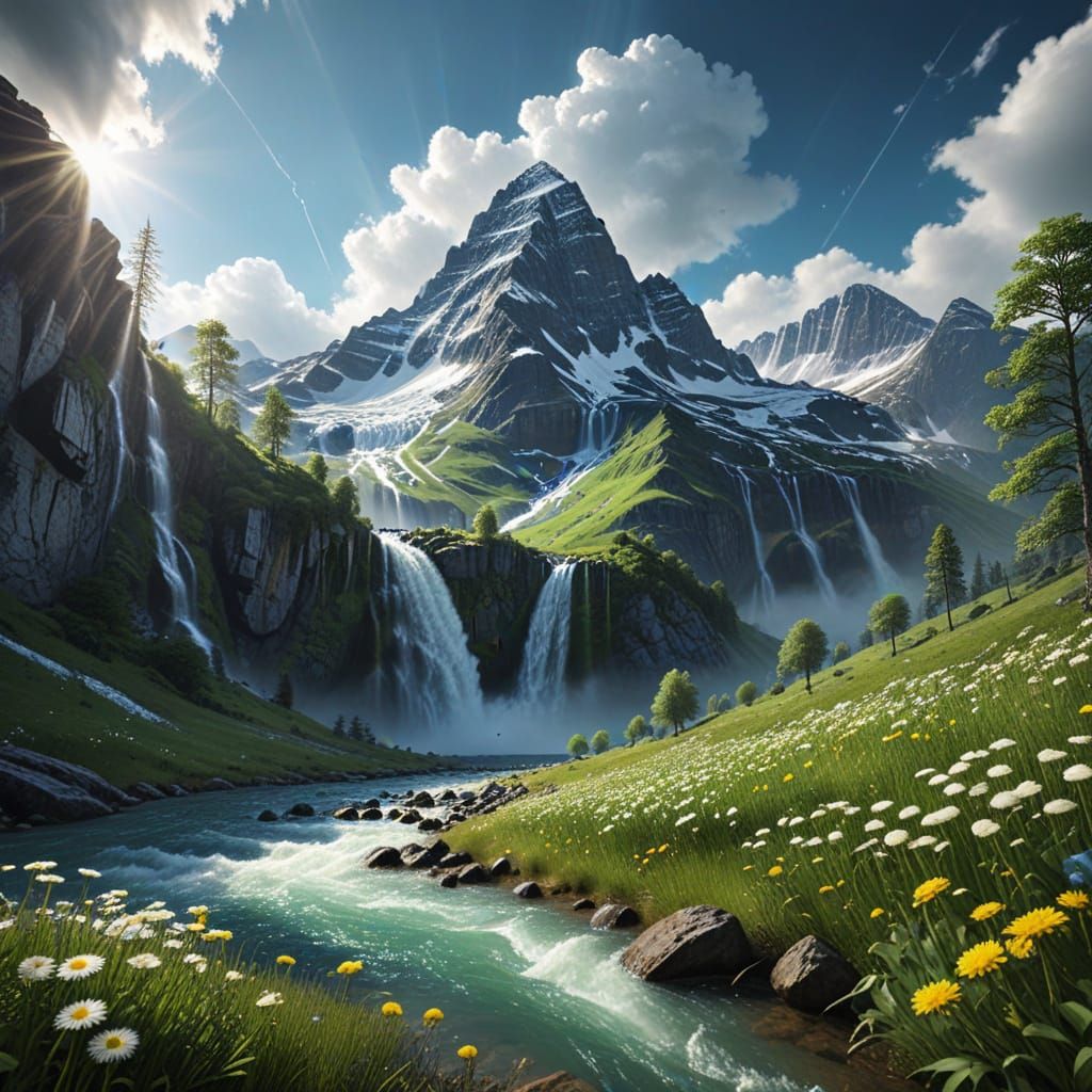 Epic Mountain Landscape in Cinematic Style