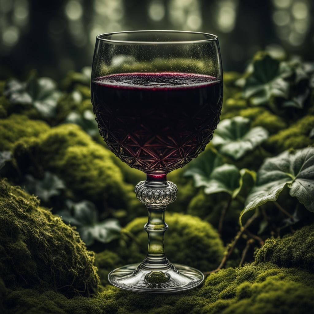 Mysterious Wine Goblet in Moody, Hyperrealistic Style