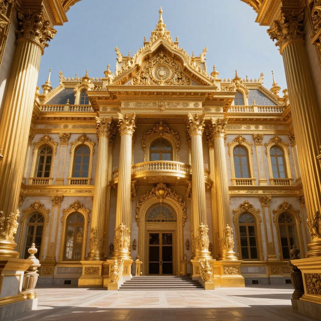 Colossal Golden Palace in Hyperrealistic Style