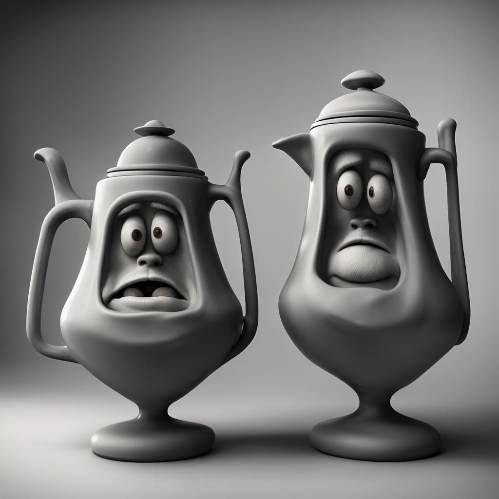 Sentient Teapot Revolution: 3D Digital Art Portrait