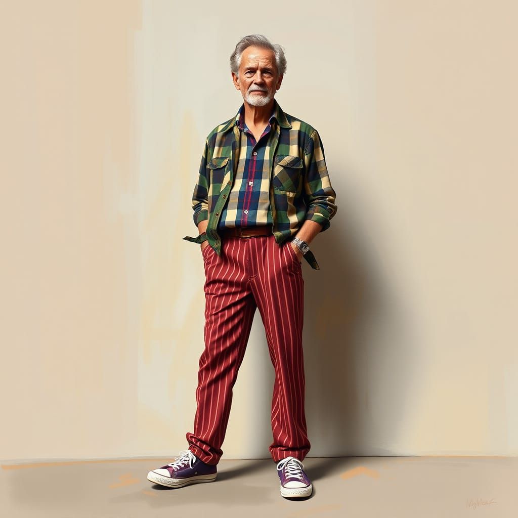 Man in Eclectic Outfit, Hockney Style