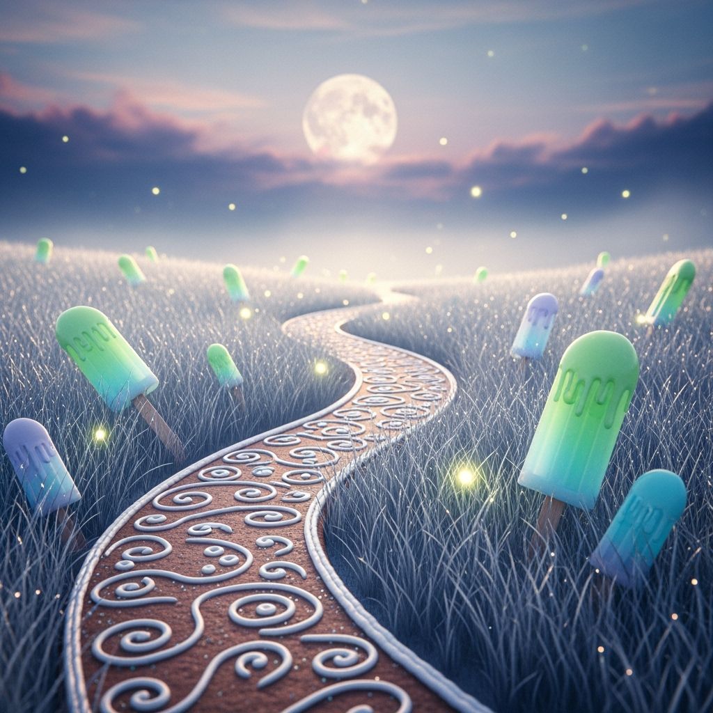 Gingerbread Path Through Silver Grass, Dreamy Landscape