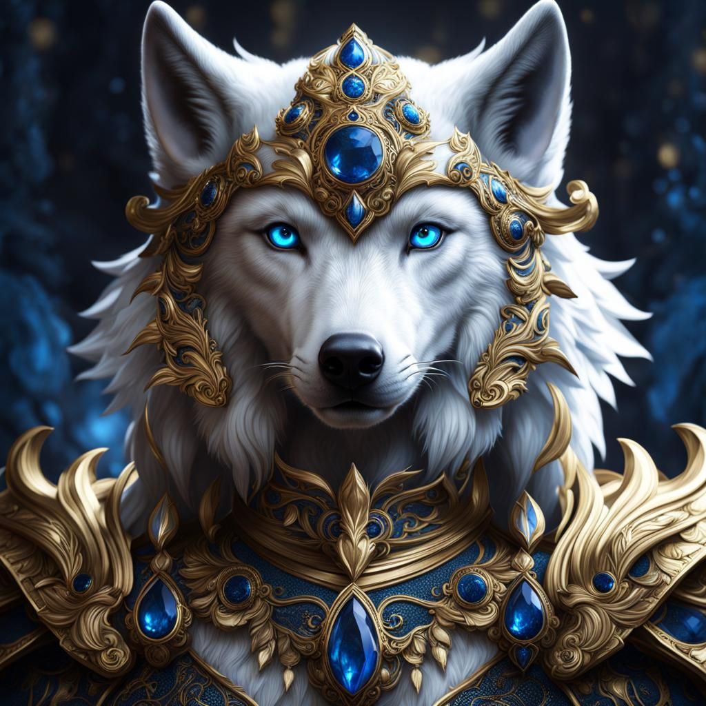 White and Gold Wolf Fantasy Concept Art