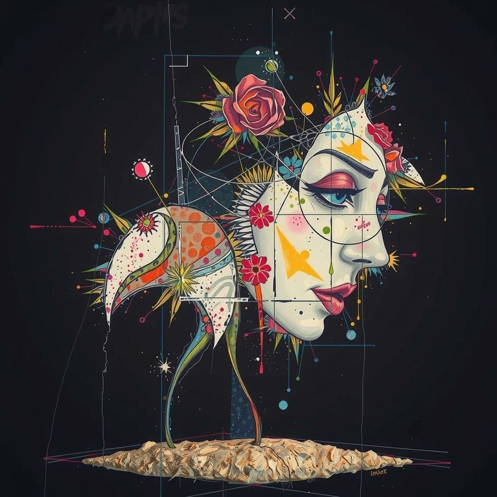 Alcohol Ink Washed Female Form on Plaster Paper