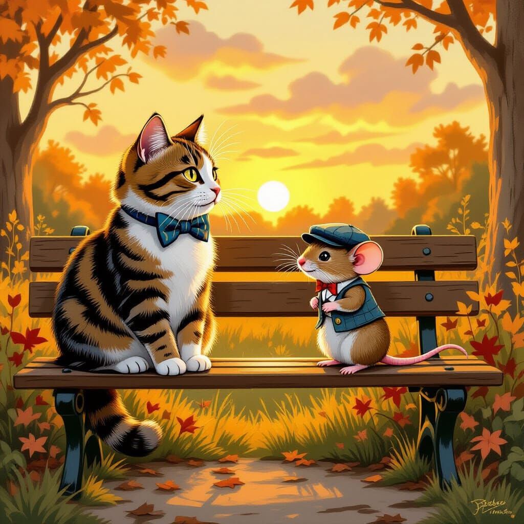 Cat and Mouse Conversation in Beatrix Potter Style