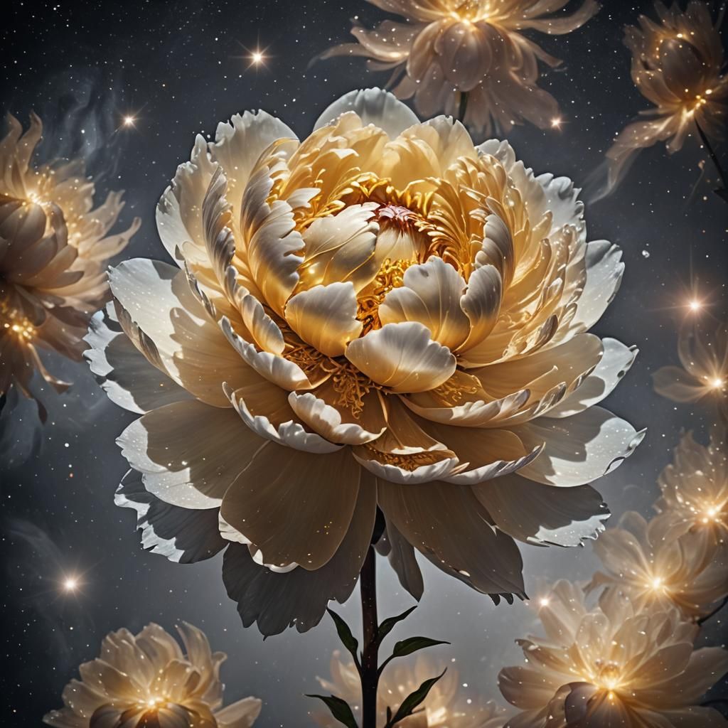Peony Blooms Amidst Celestial Beauty