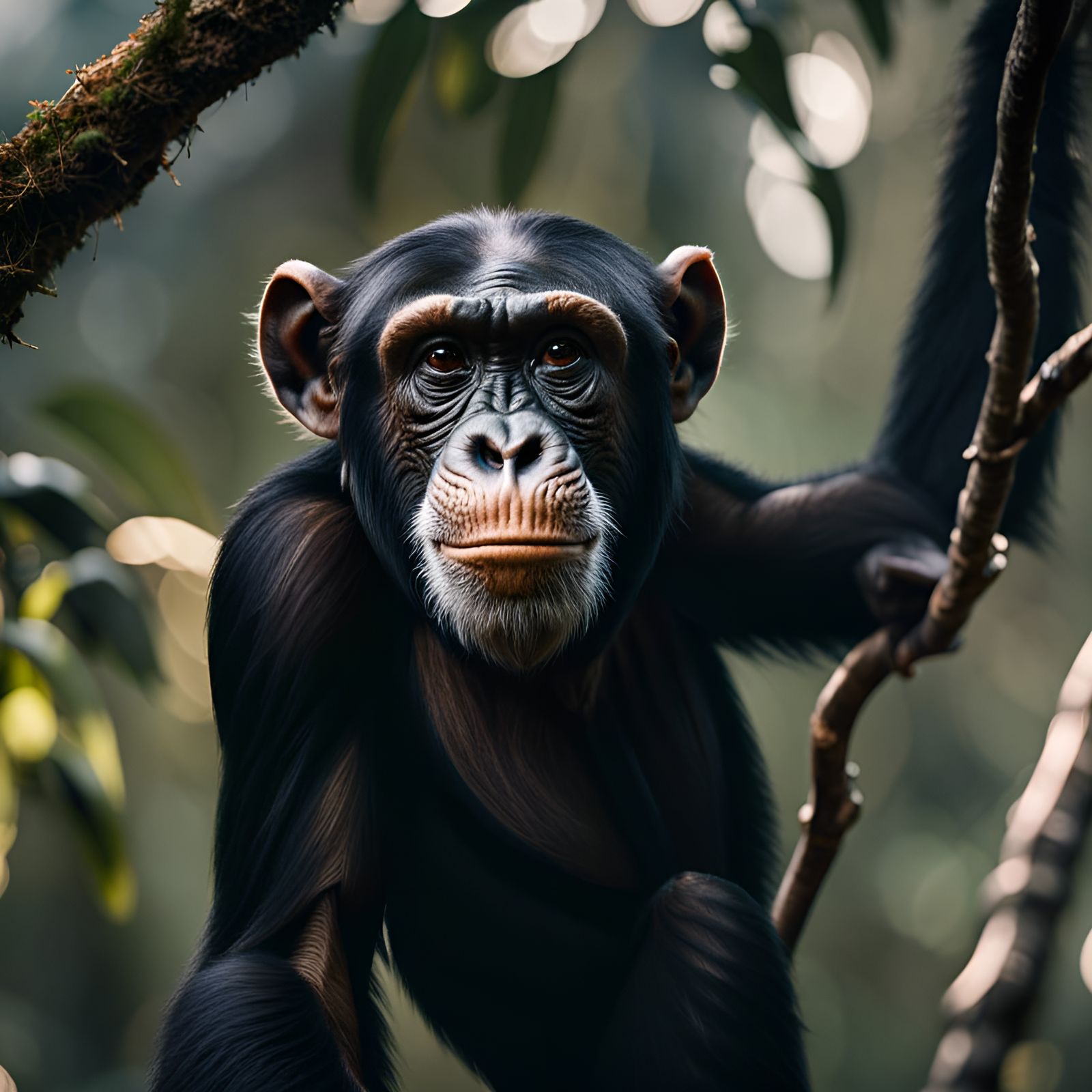 Chimpanzee in Jungle: Professional Wildlife Photography