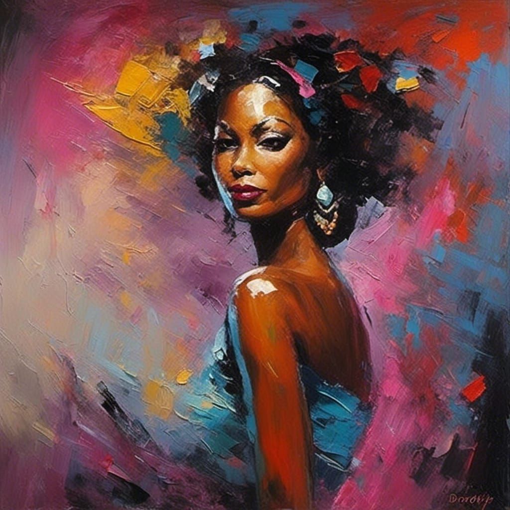 Dorothy Dandridge Portrait as Impasto Painting