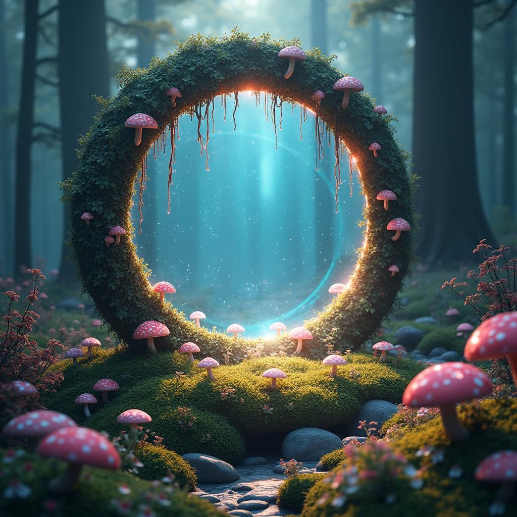 Mystical Glass Portal to Fantastical Woodland World