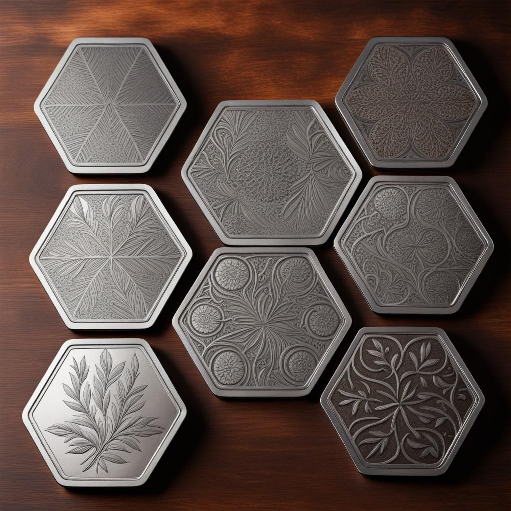 Ornate Nature-Inspired Aluminium Drinks Coasters