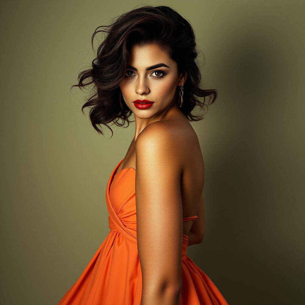 Elegant Carioca Model in Flowing Dress