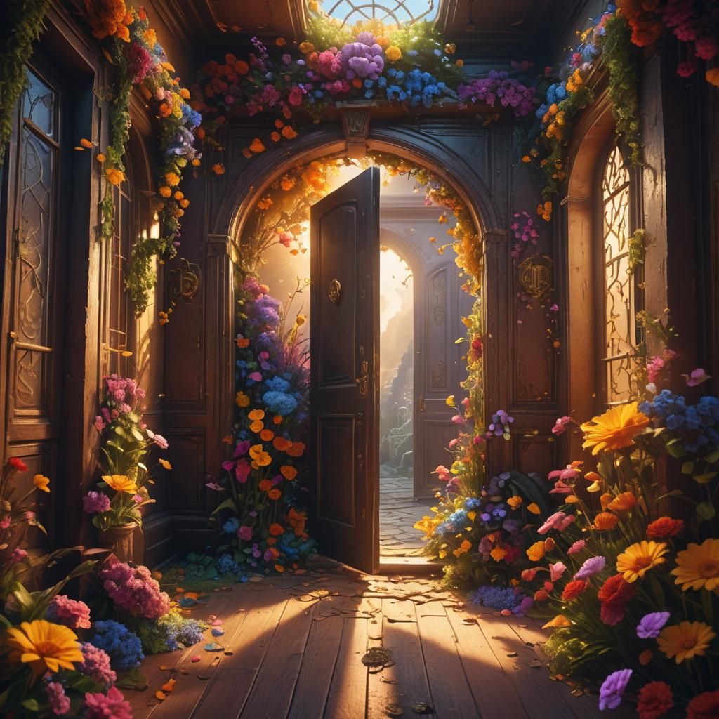 Colorful World Beyond Door: Fantasy Concept Art