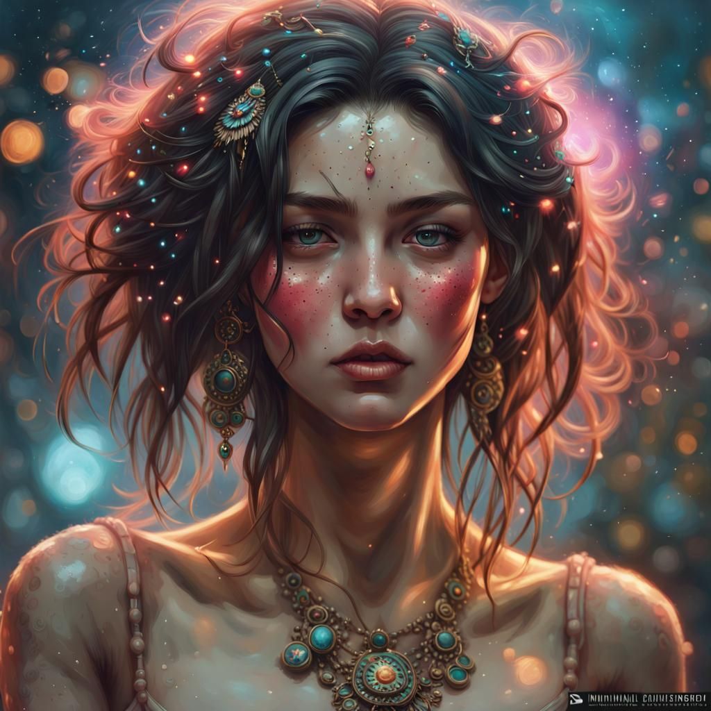 Beautiful Woman Portrait in Detailed Fantasy Style